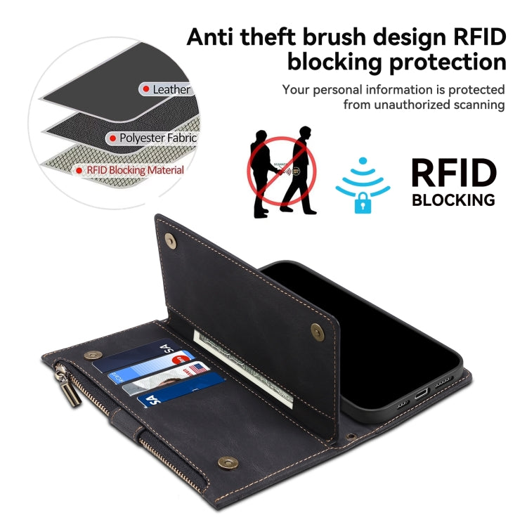 For iPhone 15 ESEBLE Retro Frosted RFID Flip Leather Phone Case(Black) - HoMEdemic™ 