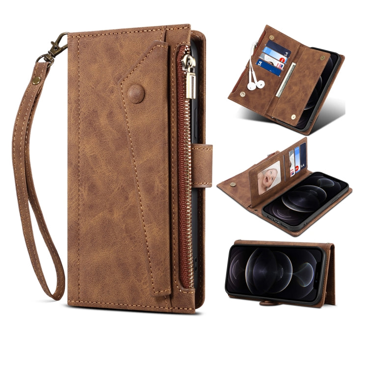 For iPhone 15 ESEBLE Retro Frosted RFID Flip Leather Phone Case(Brown) - HoMEdemic™ 