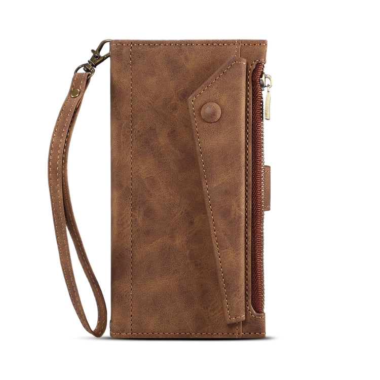 For iPhone 15 ESEBLE Retro Frosted RFID Flip Leather Phone Case(Brown) - HoMEdemic™ 