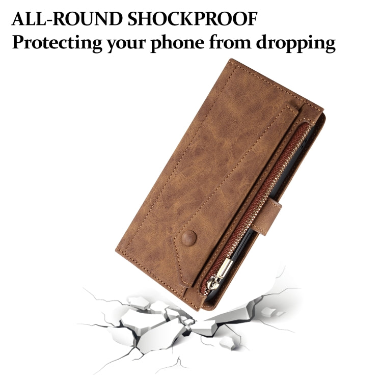 For iPhone 15 ESEBLE Retro Frosted RFID Flip Leather Phone Case(Brown) - HoMEdemic™ 