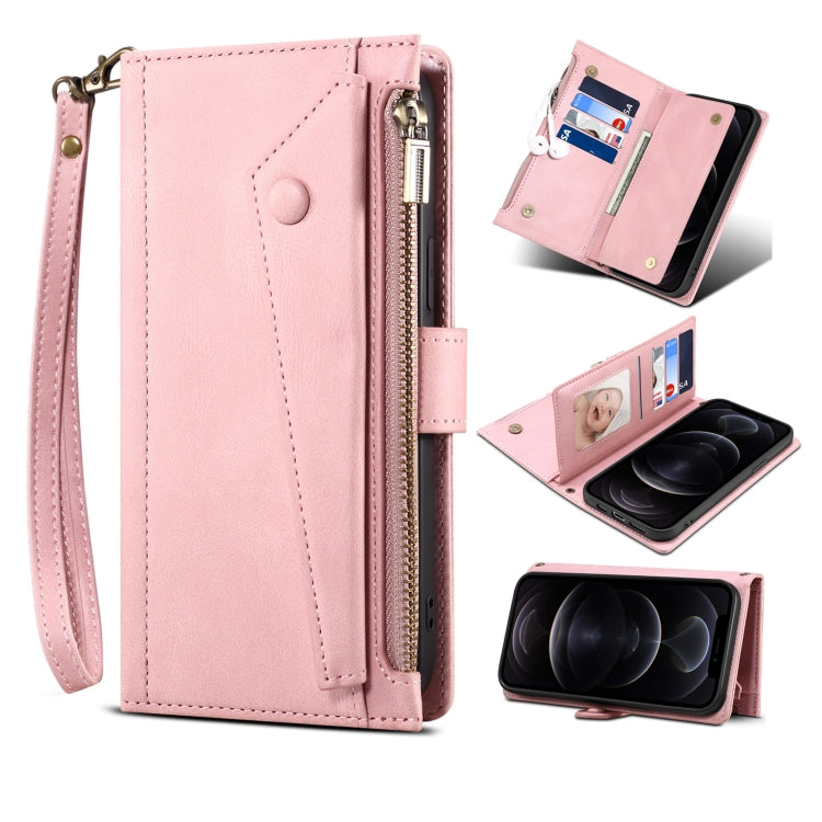 For iPhone 15 ESEBLE Retro Frosted RFID Flip Leather Phone Case(Rose Gold) - HoMEdemic™ 