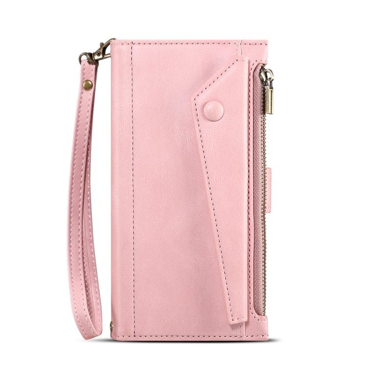 For iPhone 15 ESEBLE Retro Frosted RFID Flip Leather Phone Case(Rose Gold) - HoMEdemic™ 
