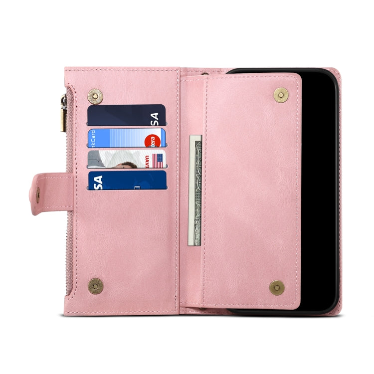 For iPhone 15 ESEBLE Retro Frosted RFID Flip Leather Phone Case(Rose Gold) - HoMEdemic™ 