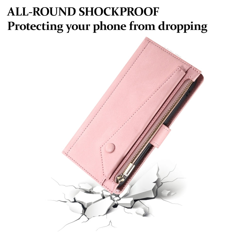 For iPhone 15 ESEBLE Retro Frosted RFID Flip Leather Phone Case(Rose Gold) - HoMEdemic™ 