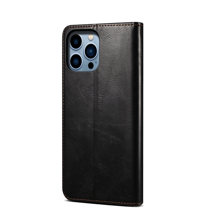 For iPhone 15 Pro Max Oil Wax Crazy Horse Texture Leather Phone Case(Black) - HoMEdemic™ 