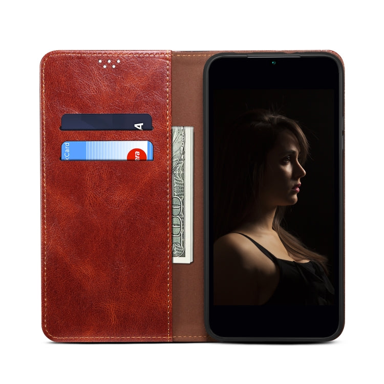 For iPhone 15 Pro Oil Wax Crazy Horse Texture Leather Phone Case(Brown) - HoMEdemic™ 