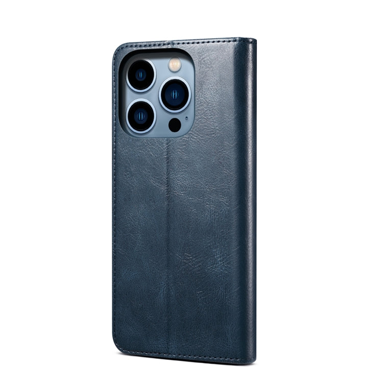 For iPhone 15 Pro Oil Wax Crazy Horse Texture Leather Phone Case(Blue) - HoMEdemic™ 