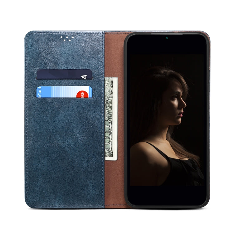 For iPhone 15 Pro Oil Wax Crazy Horse Texture Leather Phone Case(Blue) - HoMEdemic™ 
