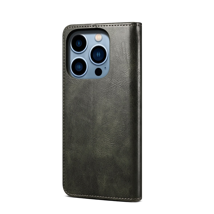 For iPhone 15 Pro Oil Wax Crazy Horse Texture Leather Phone Case(Green) - HoMEdemic™ 