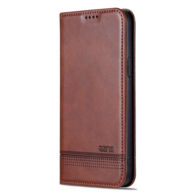 For iPhone 15 AZNS Magnetic Calf Texture Leather Phone Case(Dark Brown) - HoMEdemic™ 