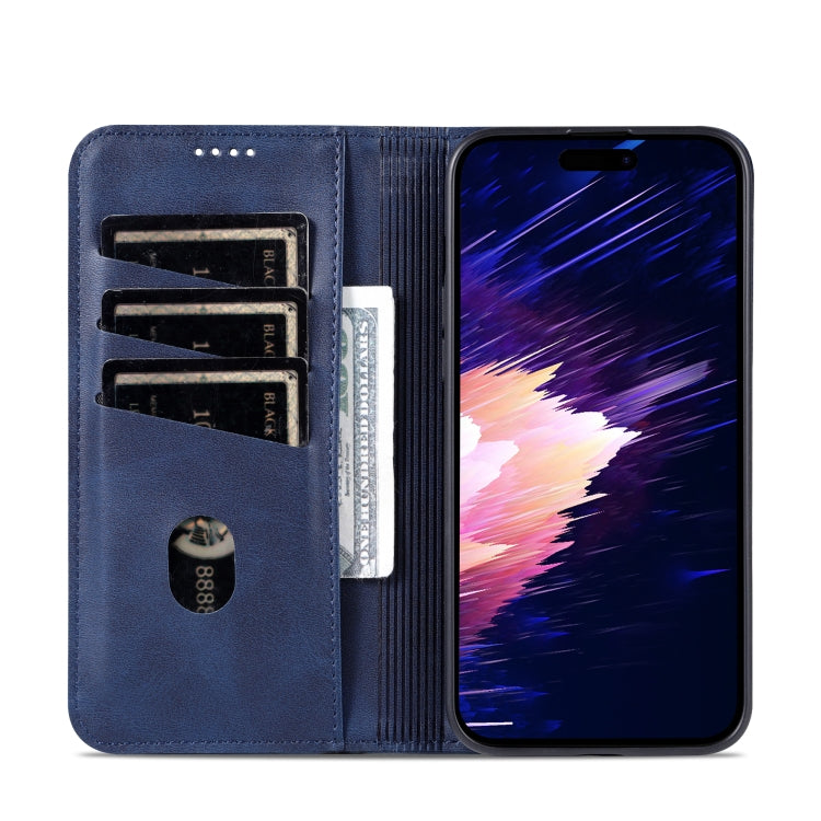 For iPhone 15 AZNS Magnetic Calf Texture Leather Phone Case(Dark Blu) - HoMEdemic™ 