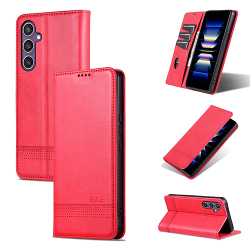 For Samsung Galaxy S24 5G AZNS Magnetic Calf Texture Flip Leather Phone Case(Red) - HoMEdemic™ 