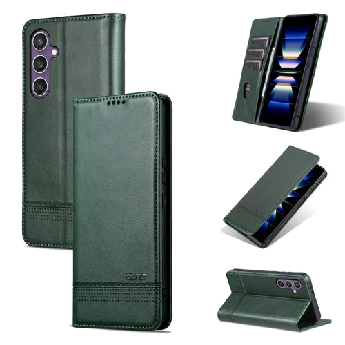 For Samsung Galaxy S24 5G AZNS Magnetic Calf Texture Flip Leather Phone Case(Dark Green) - HoMEdemic™ 