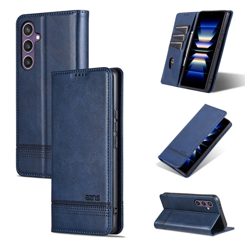 For Samsung Galaxy S24 5G AZNS Magnetic Calf Texture Flip Leather Phone Case(Dark Blue) - HoMEdemic™ 