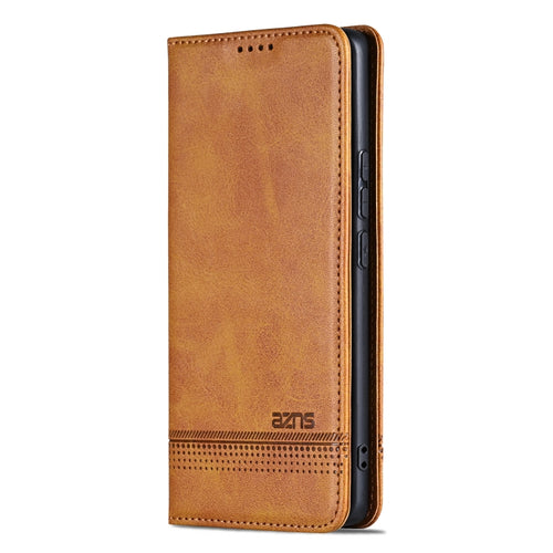 For Samsung Galaxy S24 5G AZNS Magnetic Calf Texture Flip Leather Phone Case(Light Brown) - HoMEdemic™ 