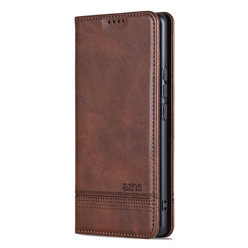 For Samsung Galaxy S24 5G AZNS Magnetic Calf Texture Flip Leather Phone Case(Dark Brown) - HoMEdemic™ 