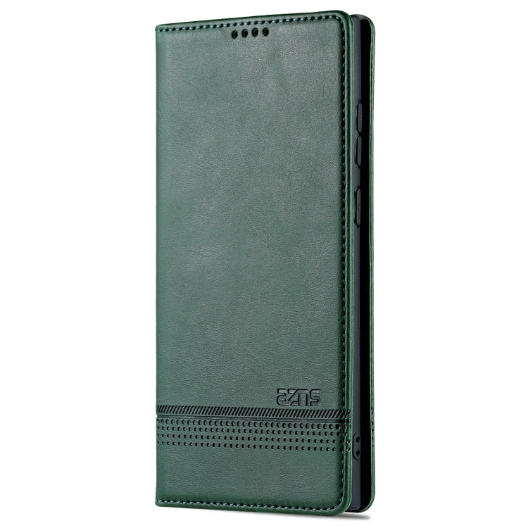 For Samsung Galaxy S24 Ultra 5G AZNS Magnetic Calf Texture Flip Leather Phone Case(Dark Green) - HoMEdemic™ 