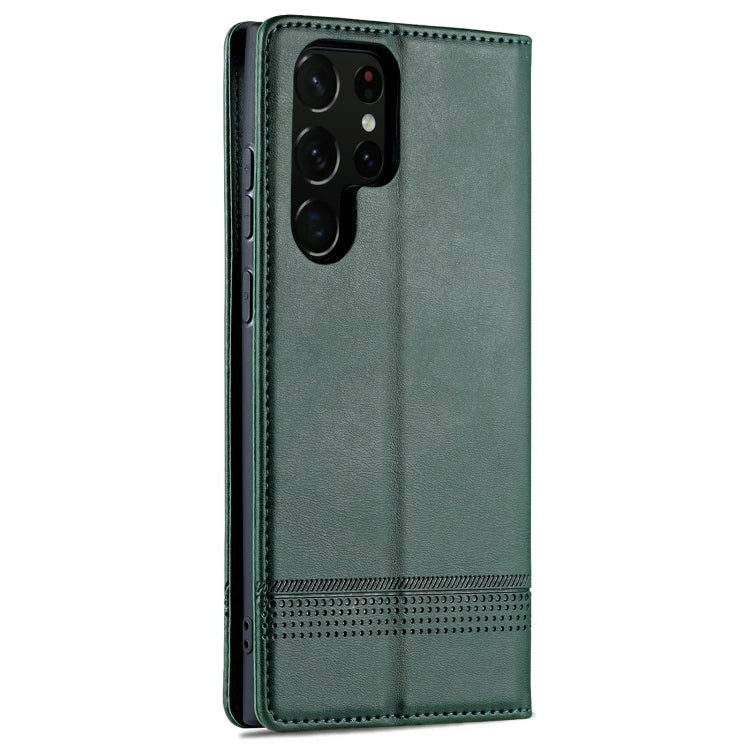 For Samsung Galaxy S24 Ultra 5G AZNS Magnetic Calf Texture Flip Leather Phone Case(Dark Green) - HoMEdemic™ 