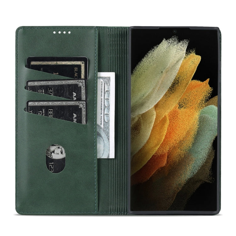 For Samsung Galaxy S24 Ultra 5G AZNS Magnetic Calf Texture Flip Leather Phone Case(Dark Green) - HoMEdemic™ 