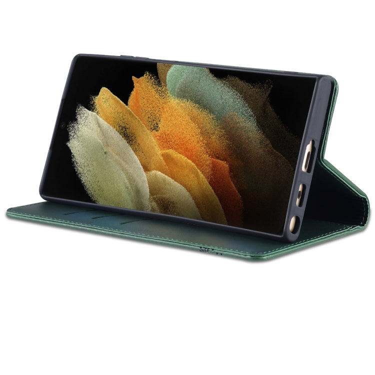 For Samsung Galaxy S24 Ultra 5G AZNS Magnetic Calf Texture Flip Leather Phone Case(Dark Green) - HoMEdemic™ 