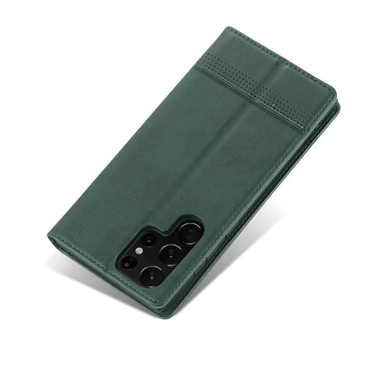 For Samsung Galaxy S24 Ultra 5G AZNS Magnetic Calf Texture Flip Leather Phone Case(Dark Green) - HoMEdemic™ 