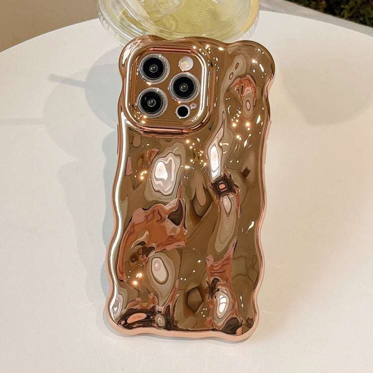 For iPhone 15 Pro Wave Bubbles TPU Phone Case(Painted Gold) - HoMEdemic™ 