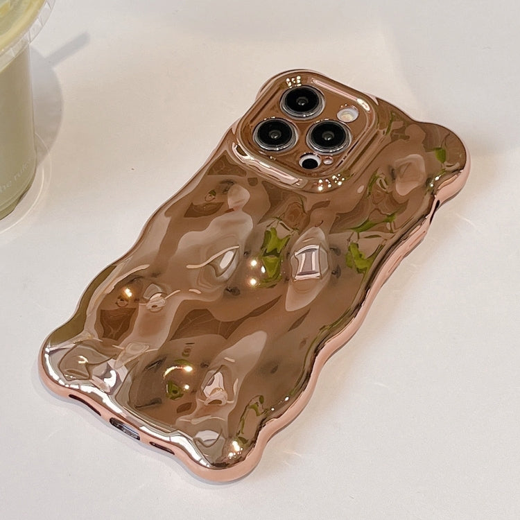 For iPhone 15 Pro Wave Bubbles TPU Phone Case(Painted Gold) - HoMEdemic™ 