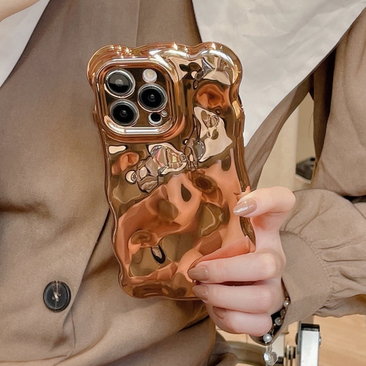 For iPhone 15 Pro Wave Bubbles TPU Phone Case(Painted Gold) - HoMEdemic™ 
