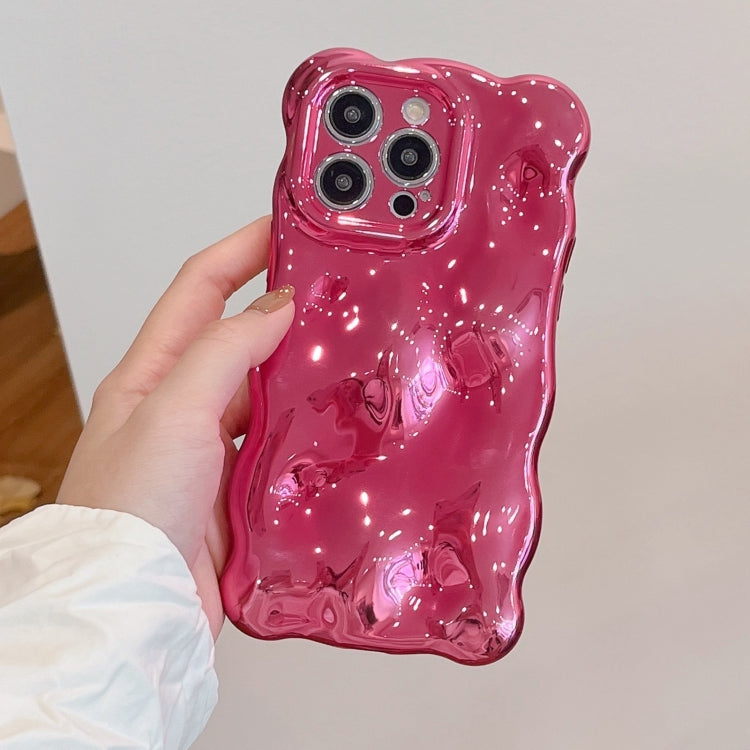 For iPhone 15 Pro Wave Bubbles TPU Phone Case(Painted Rose Red) - HoMEdemic™ 