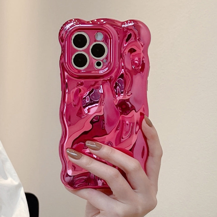 For iPhone 15 Pro Wave Bubbles TPU Phone Case(Painted Rose Red) - HoMEdemic™ 