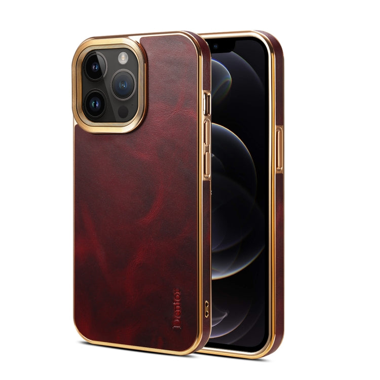 For iPhone 12 Pro Denior Oil Wax Cowhide Plating Phone Case(Red) - HoMEdemic™ 
