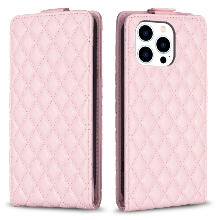 For iPhone 15 Pro Max Diamond Lattice Vertical Flip Leather Phone Case(Pink) - HoMEdemic™ 