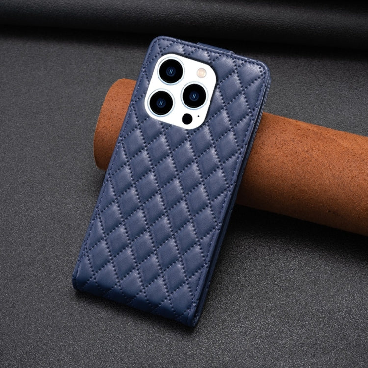 For iPhone 15 Pro Max Diamond Lattice Vertical Flip Leather Phone Case(Blue) - HoMEdemic™ 