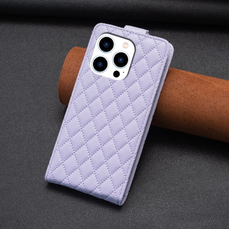 For iPhone 15 Pro Max Diamond Lattice Vertical Flip Leather Phone Case(Purple) - HoMEdemic™ 