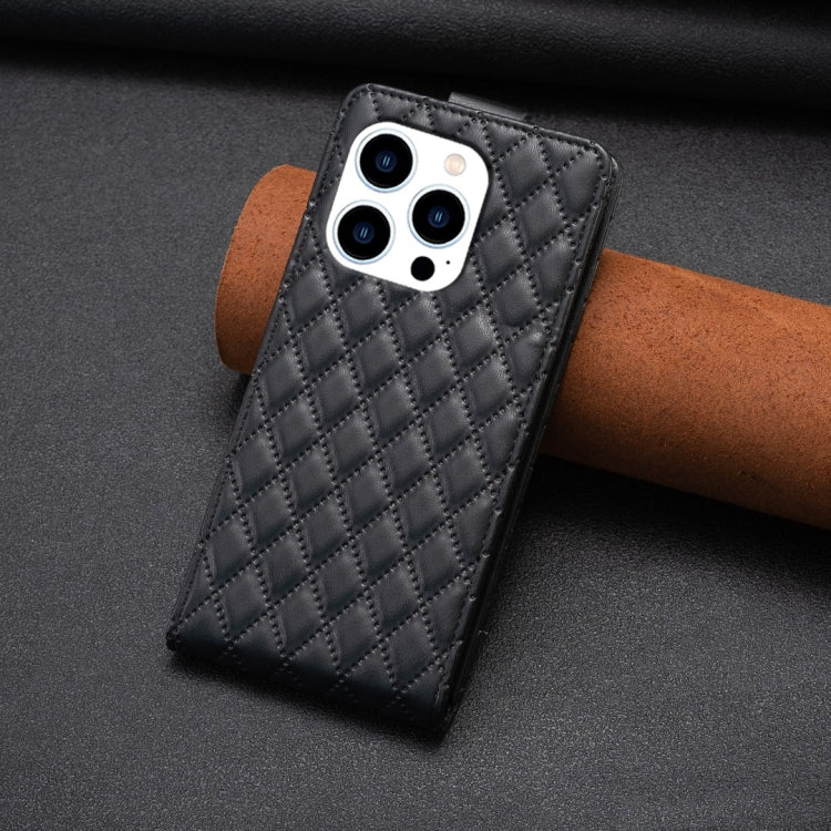 For iPhone 15 Pro Diamond Lattice Vertical Flip Leather Phone Case(Black) - HoMEdemic™ 