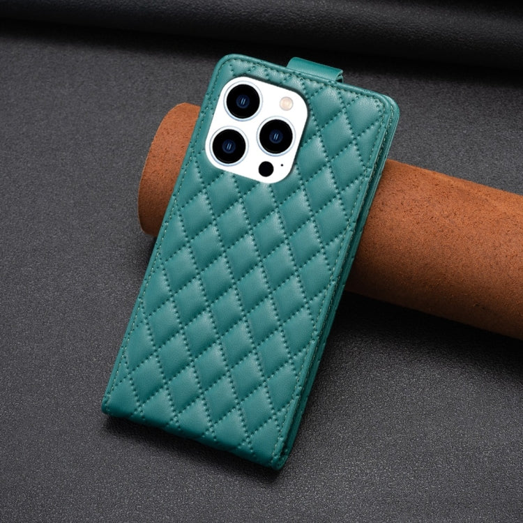 For iPhone 15 Pro Diamond Lattice Vertical Flip Leather Phone Case(Green) - HoMEdemic™ 