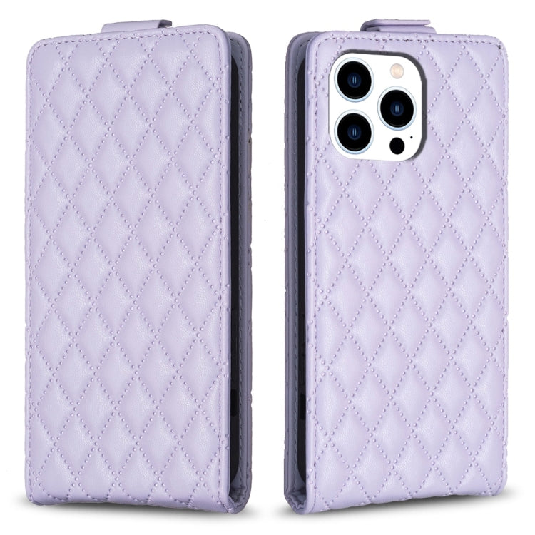 For iPhone 15 Pro Diamond Lattice Vertical Flip Leather Phone Case(Purple) - HoMEdemic™ 