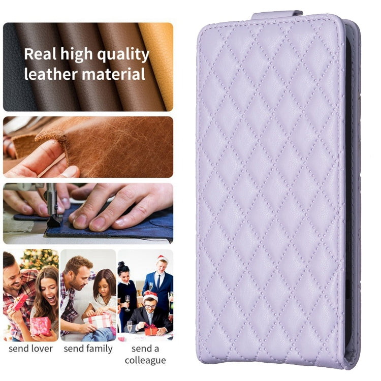 For iPhone 15 Pro Diamond Lattice Vertical Flip Leather Phone Case(Purple) - HoMEdemic™ 