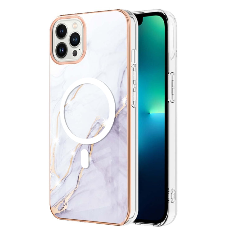 For iPhone 15 Pro Max Marble Pattern Dual-side IMD Magsafe TPU Phone Case(White 006) - HoMEdemic™ 