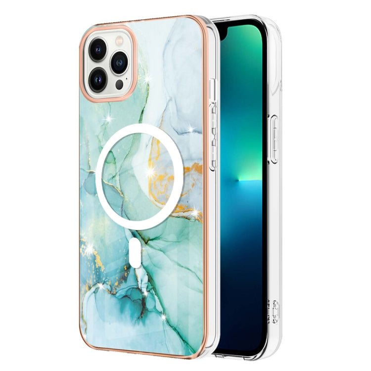For iPhone 15 Pro Max Marble Pattern Dual-side IMD Magsafe TPU Phone Case(Green 003) - HoMEdemic™ 
