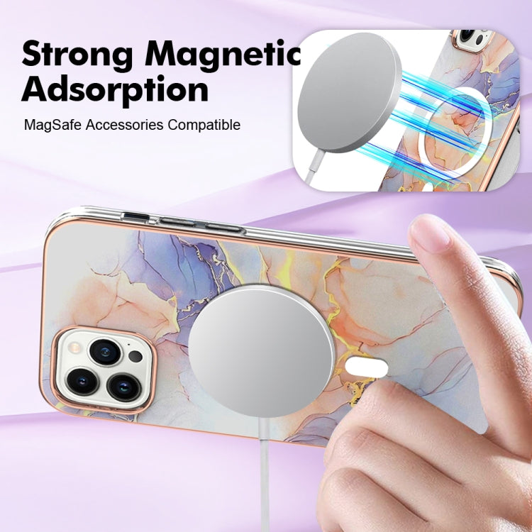For iPhone 15 Pro Max Marble Pattern Dual-side IMD Magsafe TPU Phone Case(White Marble) - HoMEdemic™ 