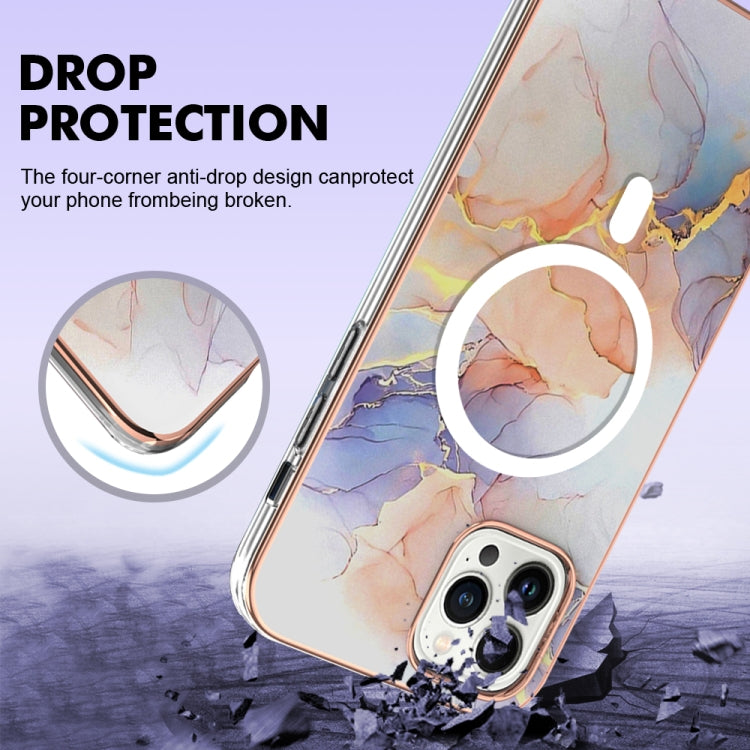 For iPhone 15 Pro Max Marble Pattern Dual-side IMD Magsafe TPU Phone Case(White Marble) - HoMEdemic™ 