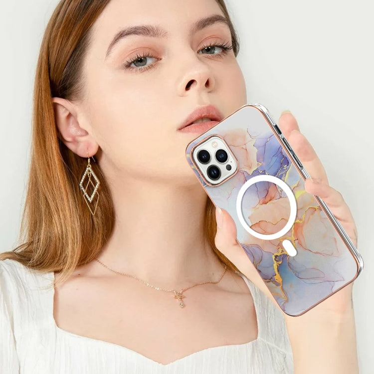 For iPhone 15 Pro Max Marble Pattern Dual-side IMD Magsafe TPU Phone Case(White Marble) - HoMEdemic™ 