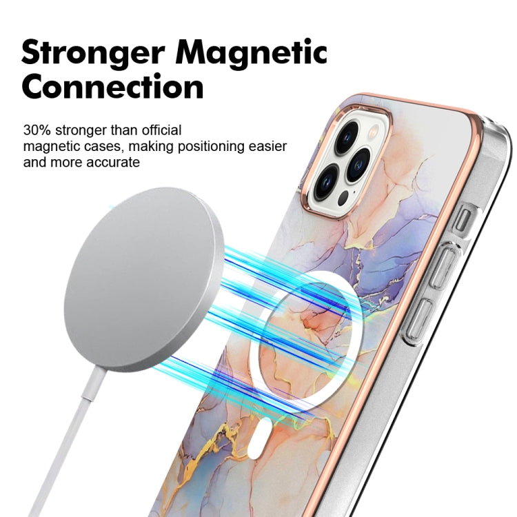 For iPhone 15 Pro Marble Pattern Dual-side IMD Magsafe TPU Phone Case(White Marble) - HoMEdemic™ 
