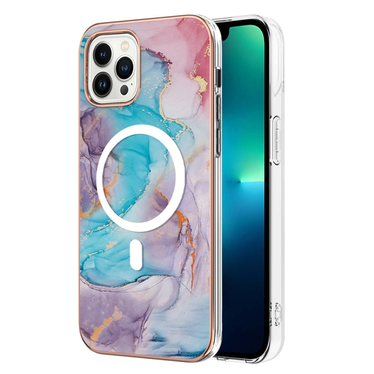 For iPhone 15 Pro Marble Pattern Dual-side IMD Magsafe TPU Phone Case(Blue Marble) - HoMEdemic™ 