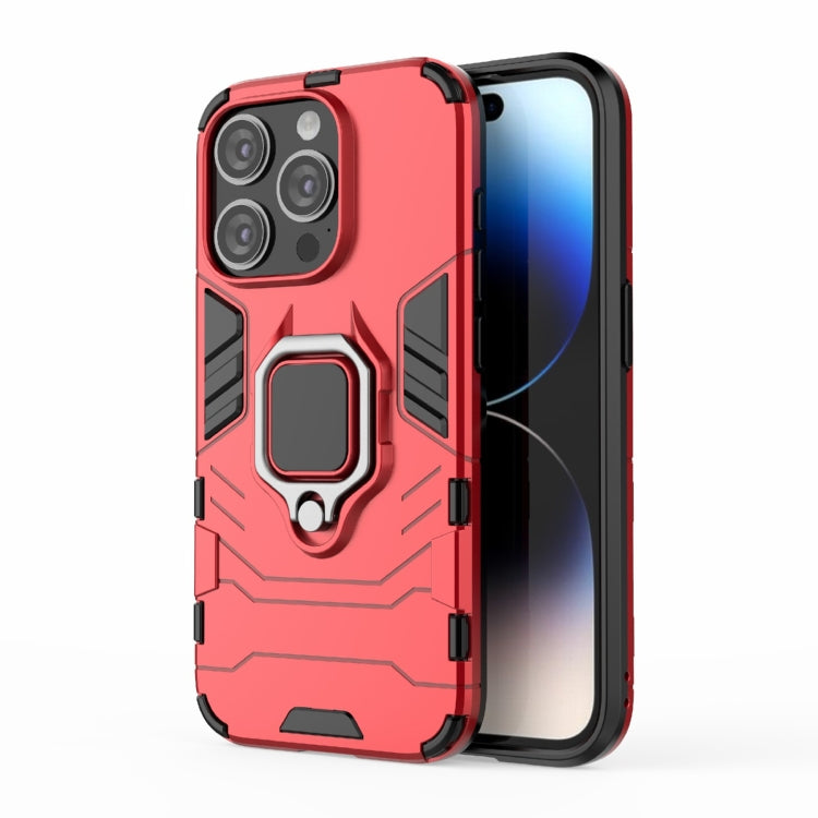 For iPhone 15 Pro Shockproof PC + TPU Holder Phone Case(Red) - HoMEdemic™ 