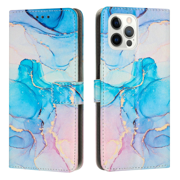 For iPhone 15 Pro Painted Marble Pattern Leather Phone Case(Pink Green) - HoMEdemic™ 