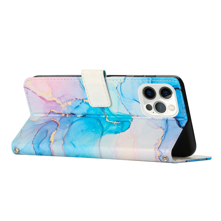For iPhone 15 Pro Painted Marble Pattern Leather Phone Case(Pink Green) - HoMEdemic™ 