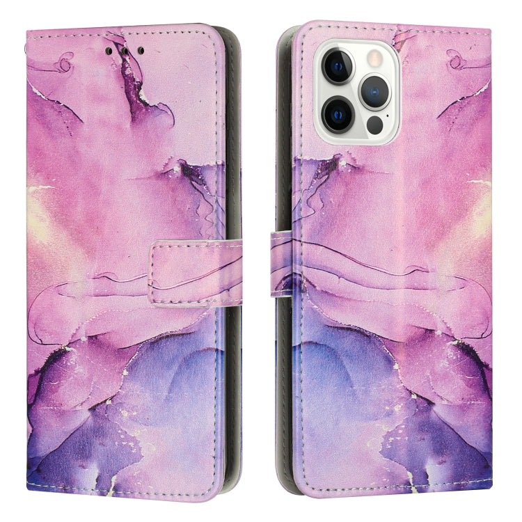 For iPhone 15 Pro Painted Marble Pattern Leather Phone Case(Purple) - HoMEdemic™ 