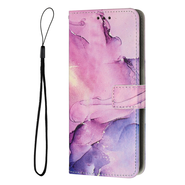 For iPhone 15 Pro Painted Marble Pattern Leather Phone Case(Purple) - HoMEdemic™ 